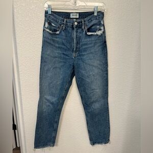 Agolde Riley High Rise Straight Crop Jeans in Frequency